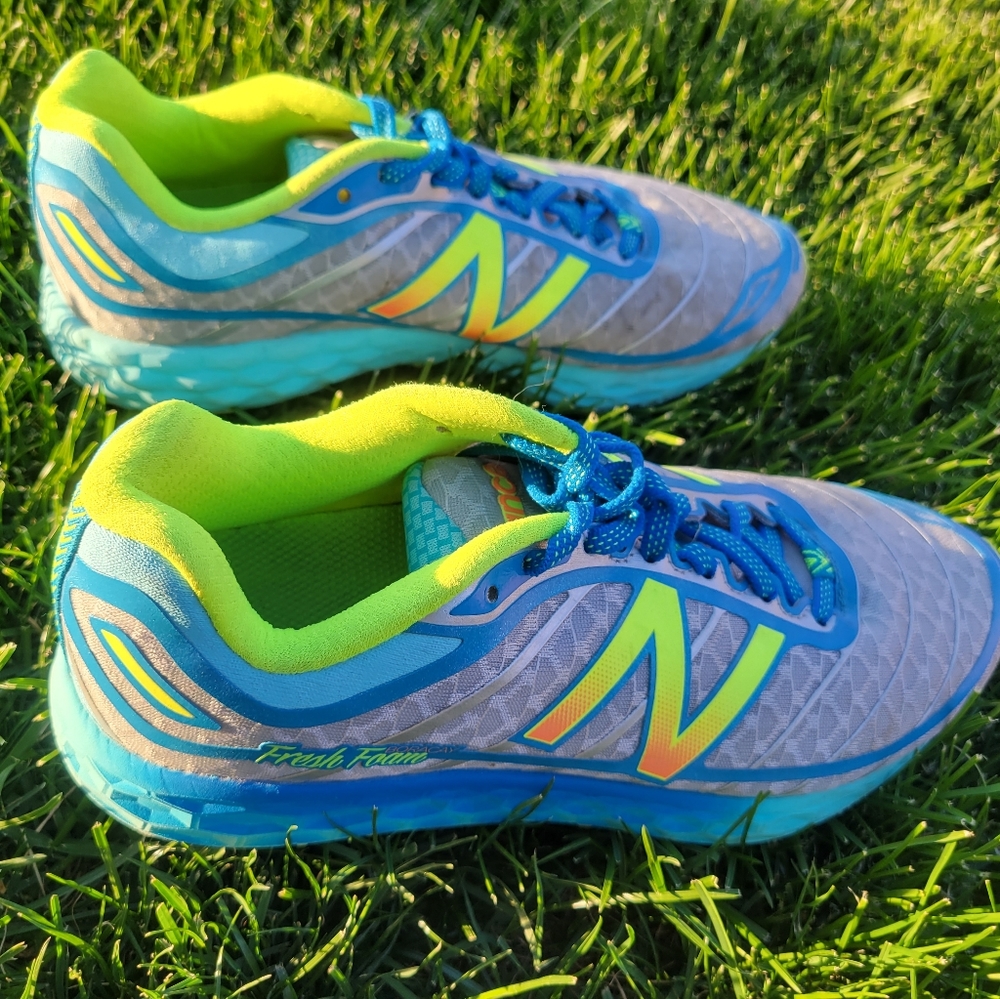 New Balance Gray and Neon Yellow Athletic Shoes